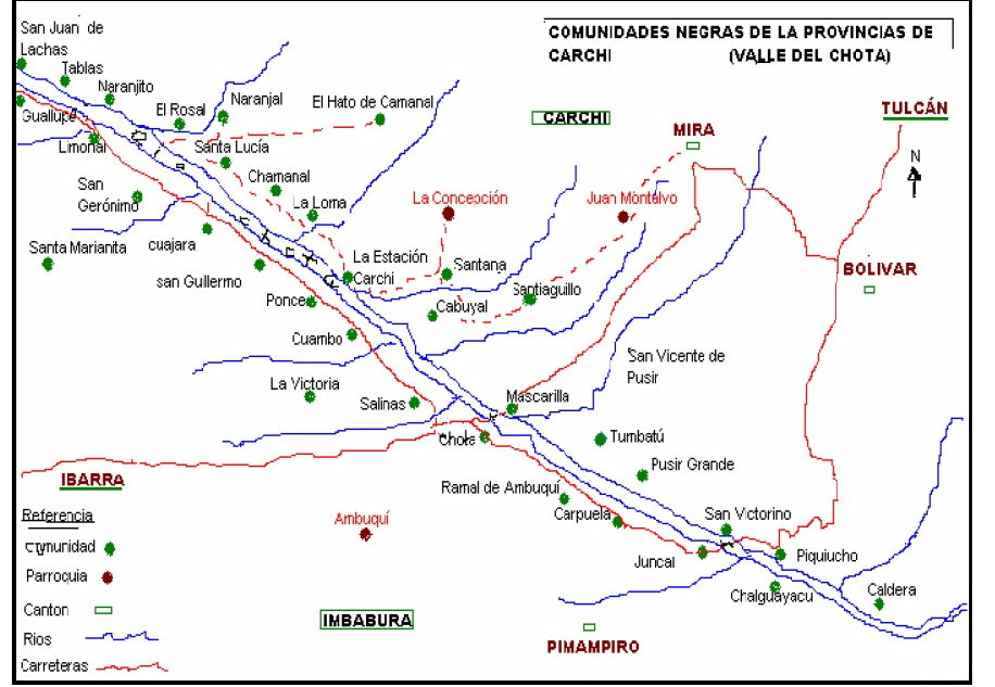 Asentamientos de las comunidades afro ecuatorianas en la Provincia del Carchi y Imbabura